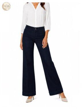 Women's High Rise Wide Leg Trouser Jeans Lift Tuck Slimming